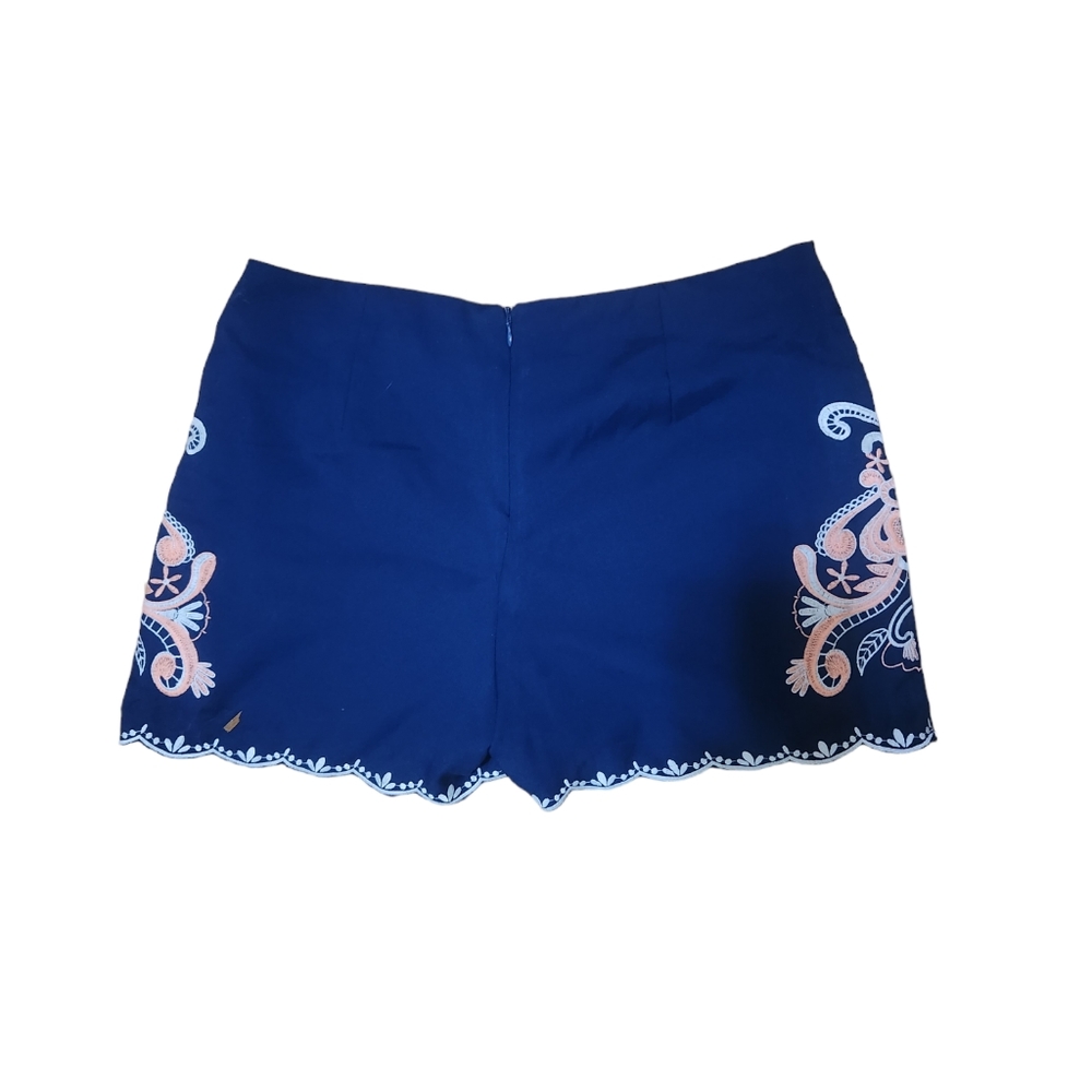 Alya women's Blue Shorts with Peach Embroidered Design Size Small - Picture 2 of 3